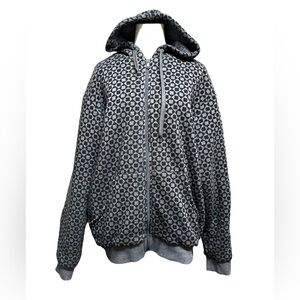 Original Deluxe‎ Men’s Size M GRAY Black geometric Hoodie Zip Up Lined jacket